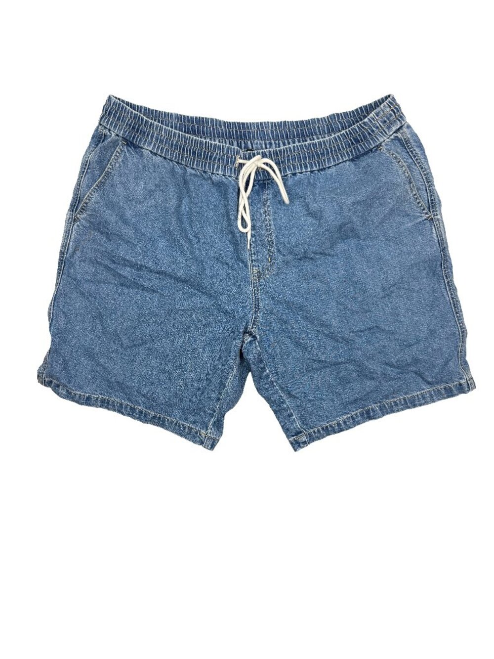 FRANK‎ AND OAK Sustainable Denim Elastic Waist Drawstring Blue Shorts Size XXL